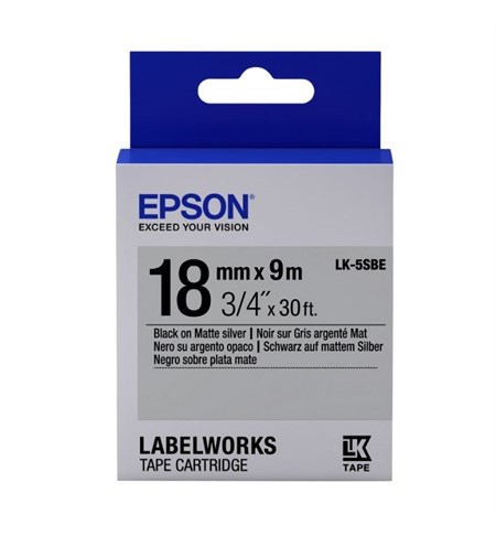 Epson LK-5SBE Black on Silver 18mm x 9m